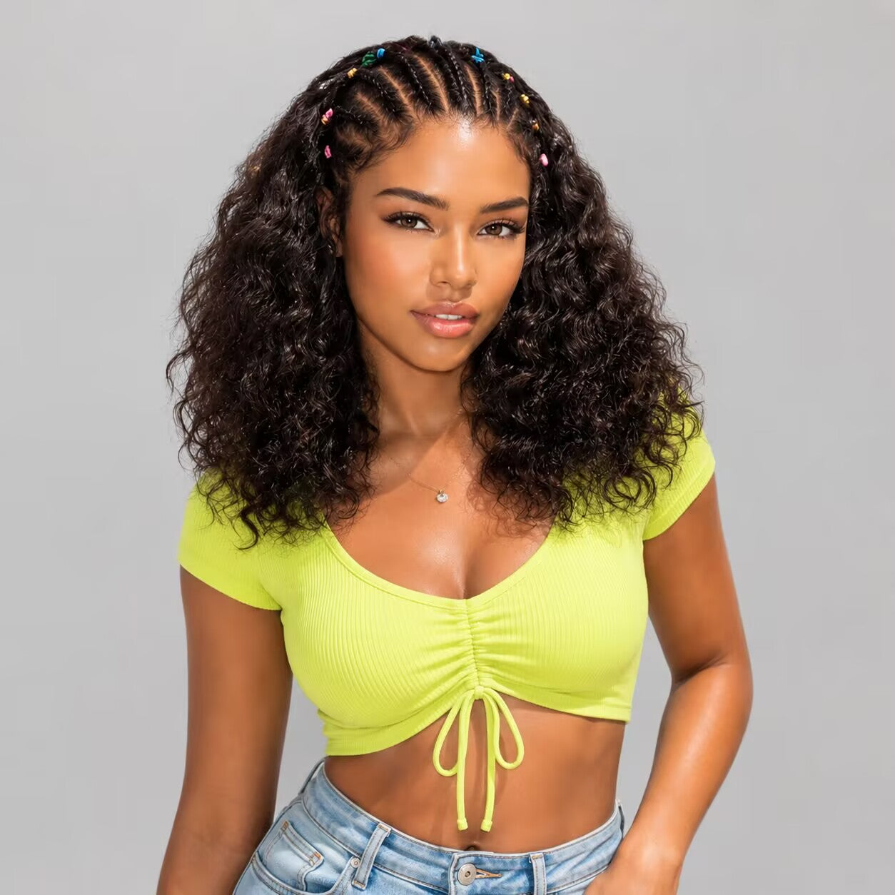 Zlike Boho Cornrow Braids Pre-Cut Lace 13x6 Lace Frontal Bohemian Curl Bob Wig human hair