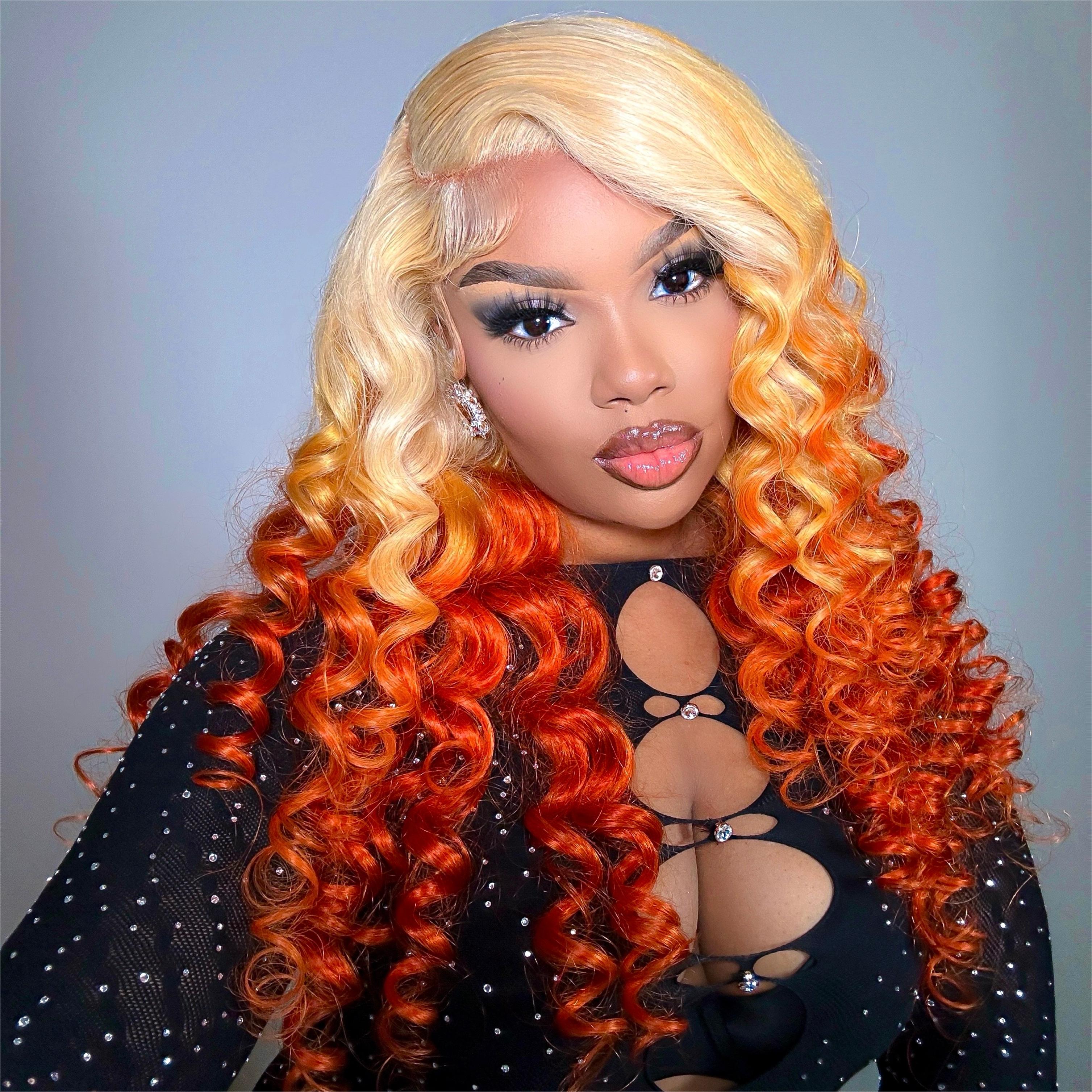 Zlike 613 Blonde Ombre Highlight Ginger Orange Lace Front Human Hair Wigs