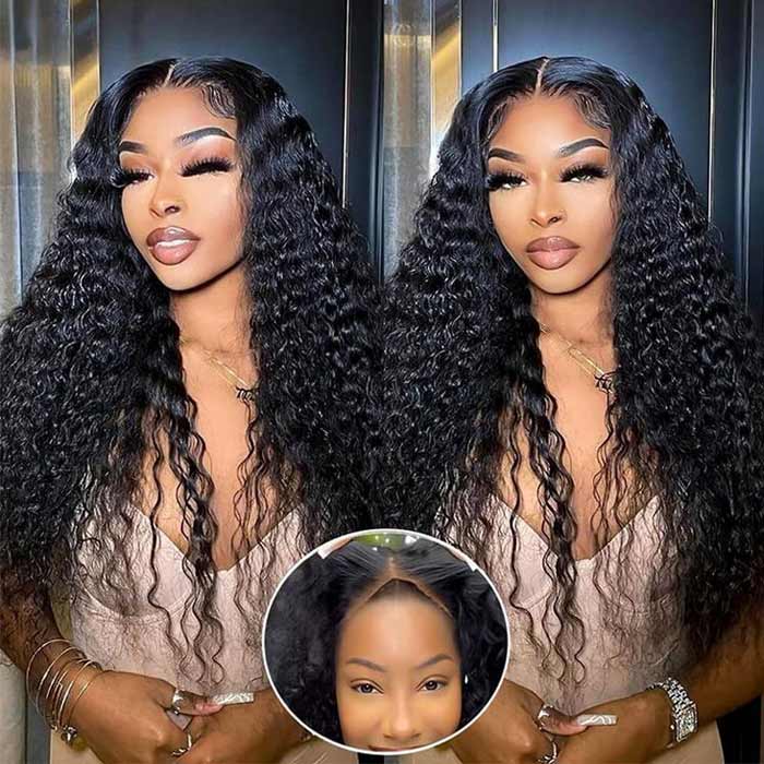 13x4 Pre-cut Lace Front Wig Wear Go Glueless Water Wave Human Hair Wigs | Flash Sale