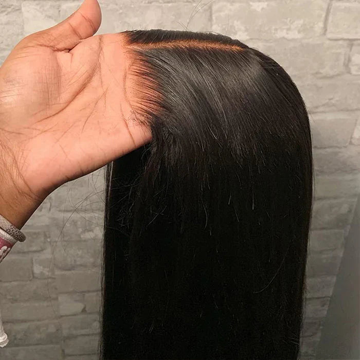 Glueless Lace Closure Human Hair Wigs Straight Pre Cut Wear Go Lace Wig Natural Hairline