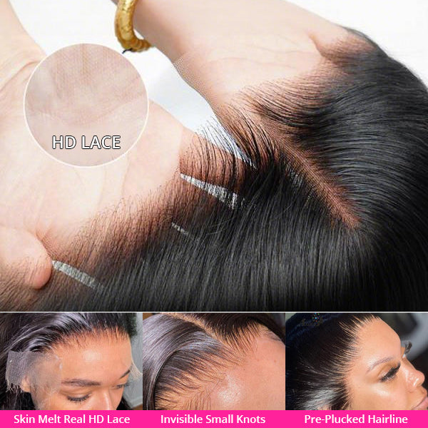 Ready Go Glueless Silky Straight 5x5 HD Lace Closure Human Hair Wigs Beginner Friendly
