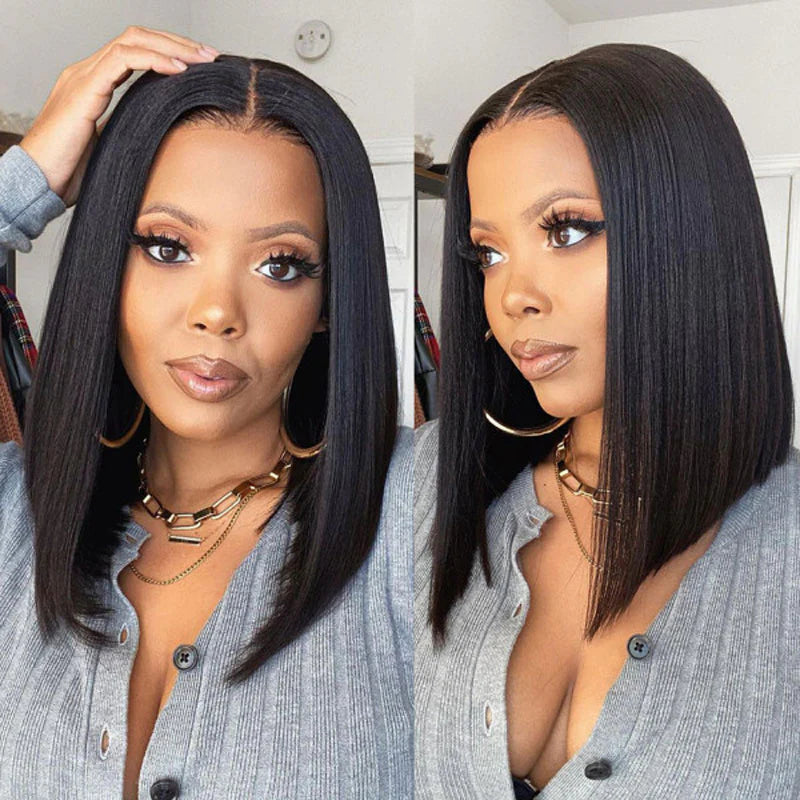 Straight Bob Wigs Transparent Lace Front Short Bob 100% Human Wigs