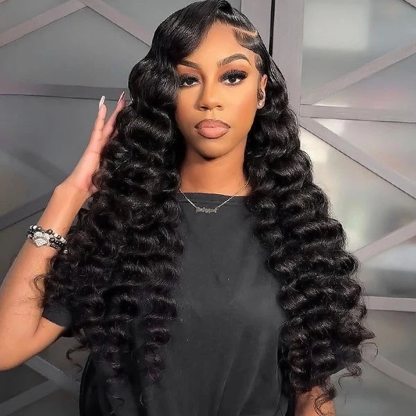 Loose Deep Wave 5x5 Transparent HD Lace Closure Wig Natural Black Human Hair Wig -Zlike