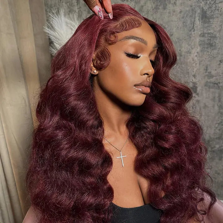 Burgundy Lace Front Wig Colored Lace Front Wigs Wave Burgundy Human Hair Wigs-Zlike