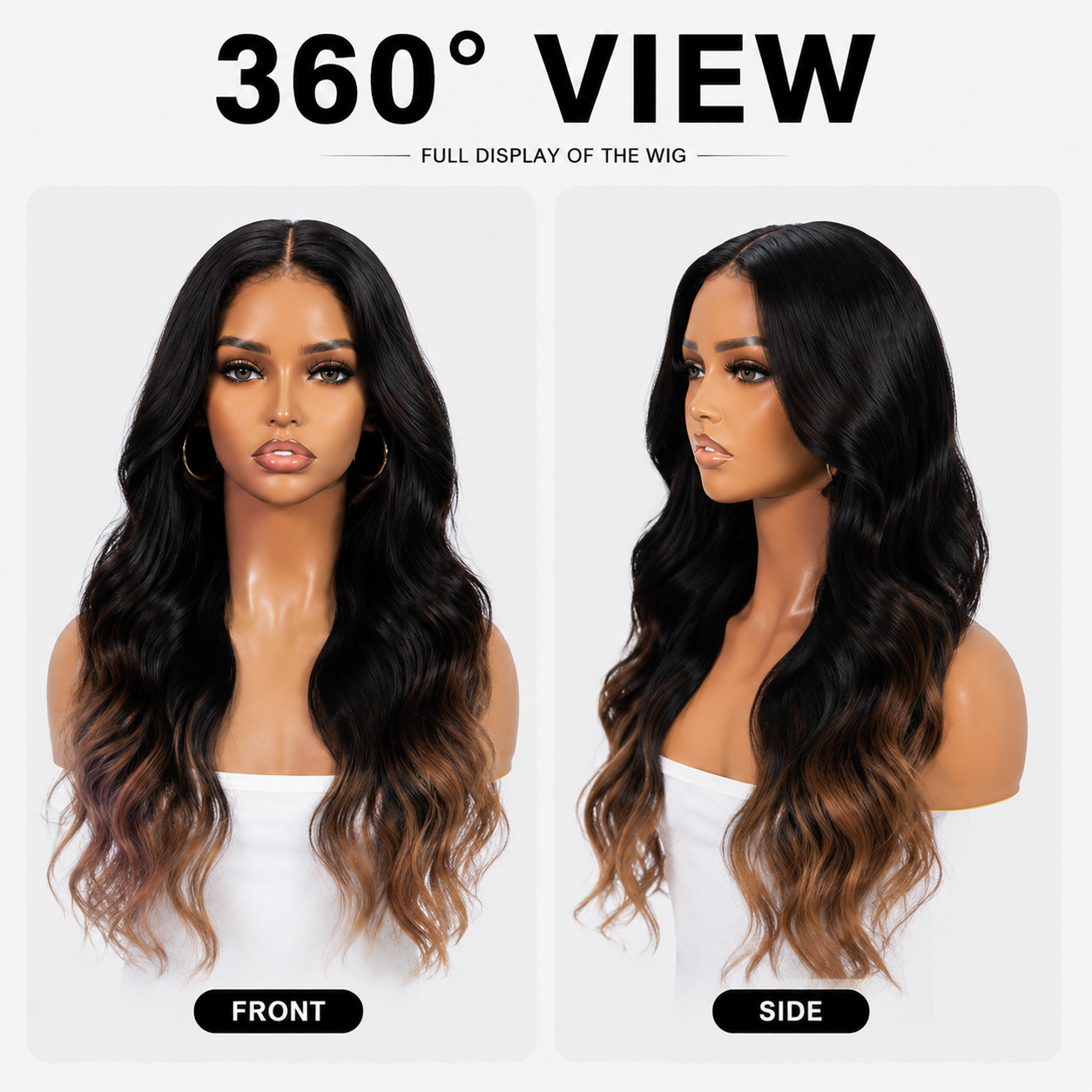 Premium honey blonde ombre lace wig detail with smooth human hair strands