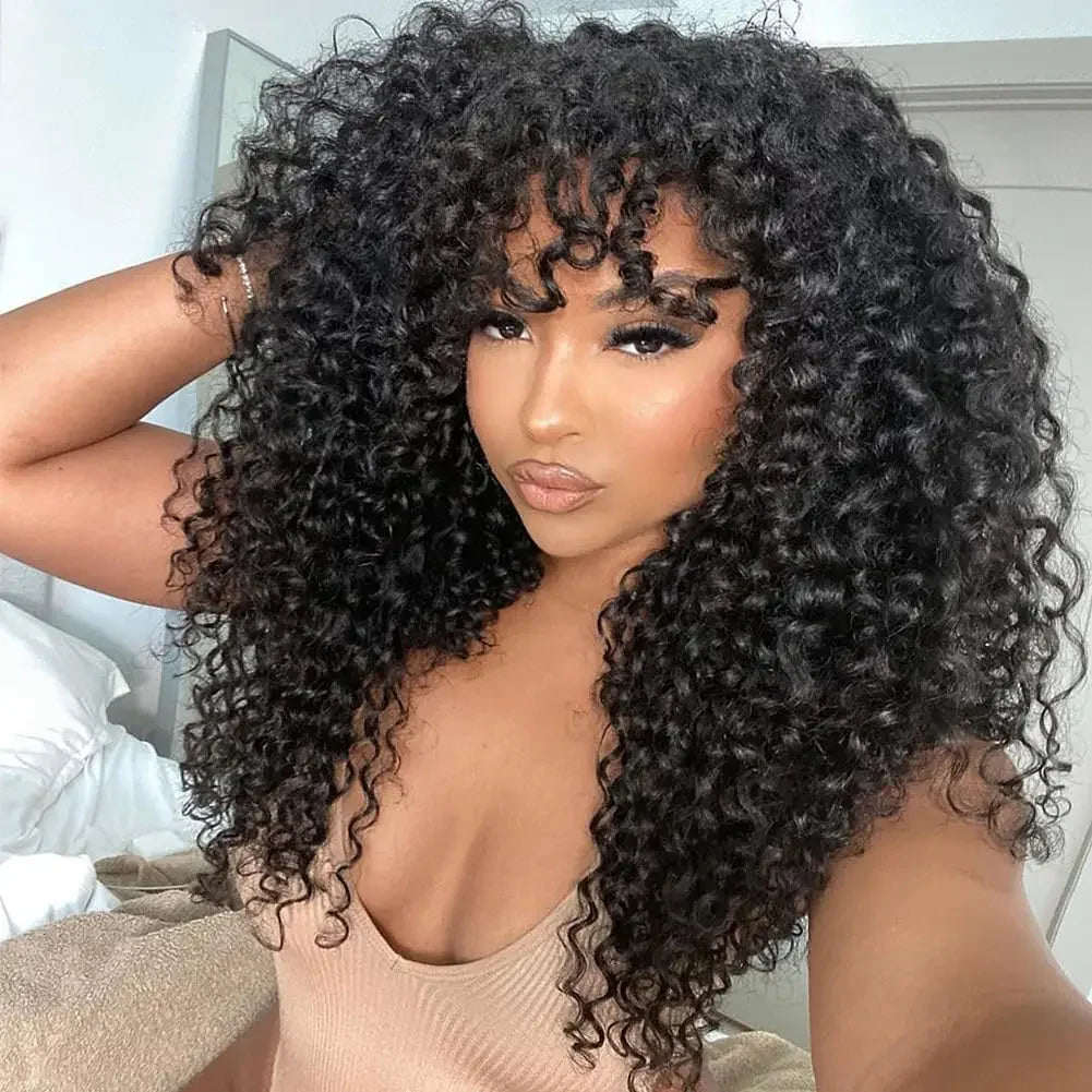 $189=2 Wigs | Ombre Blonde Highlight 5x5 Pre Cut Lace Wig + Curly Wig With Bangs Machine Made Flash Sale