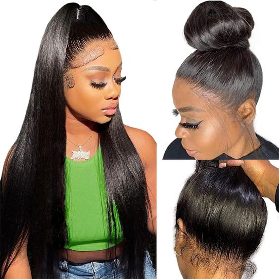 Invisi-Band Silky Straight 360 Transparent Lace Frontal Wigs Bleached Knots Pre Cut Human Hair Wigs