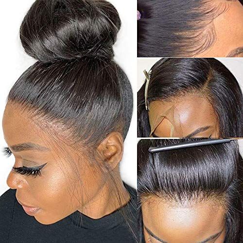 Invisi-Band Silky Straight 360 Transparent Lace Frontal Wigs Bleached Knots Pre Cut Human Hair Wigs