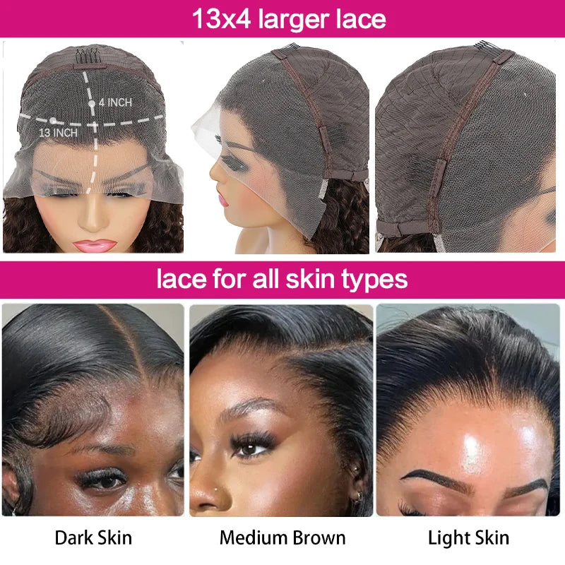 Zlike Vietnamese Brown Bone Straight 13x4 Lace Front Virgin Human Hair Wigs