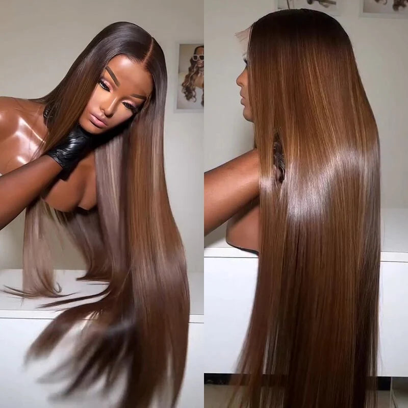 Zlike Vietnamese Brown Bone Straight 13x4 Lace Front Virgin Human Hair Wigs