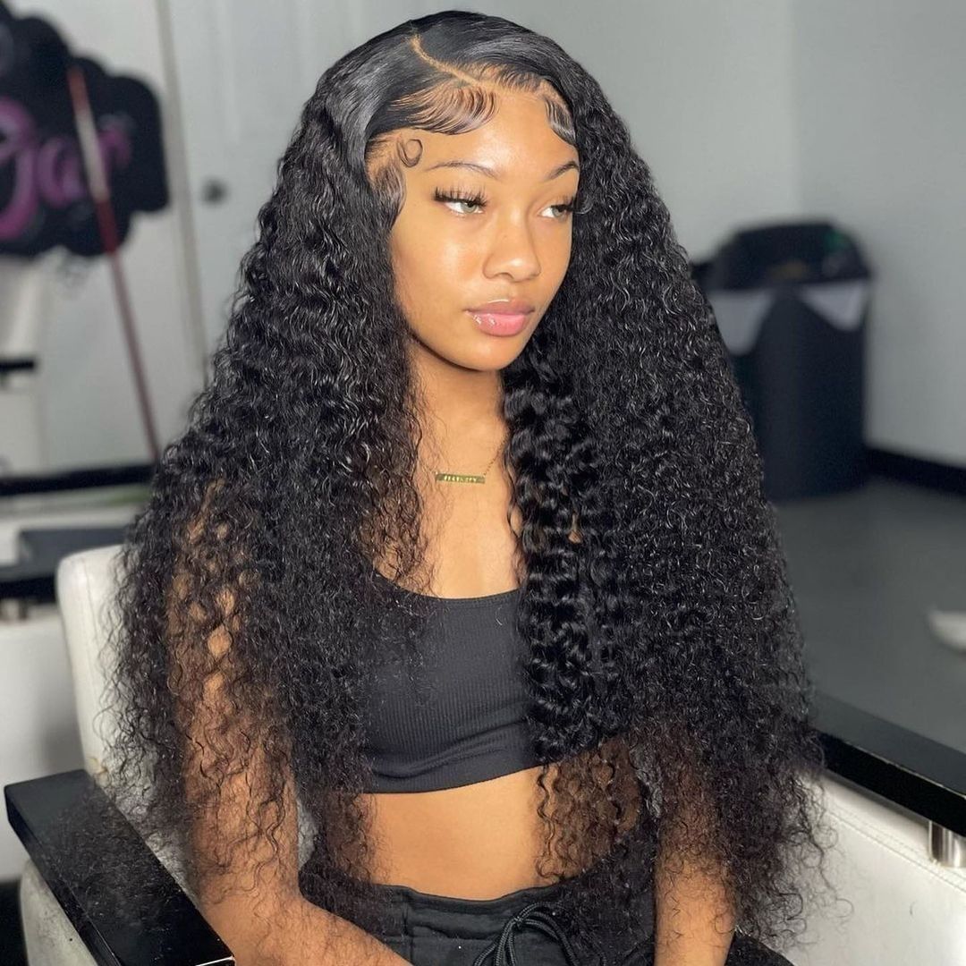 Zlike Pull Go Water Wave 13x6 Pre Cut Lace Front Wigs Natural Black Human Hair Pull To Wear Wigs