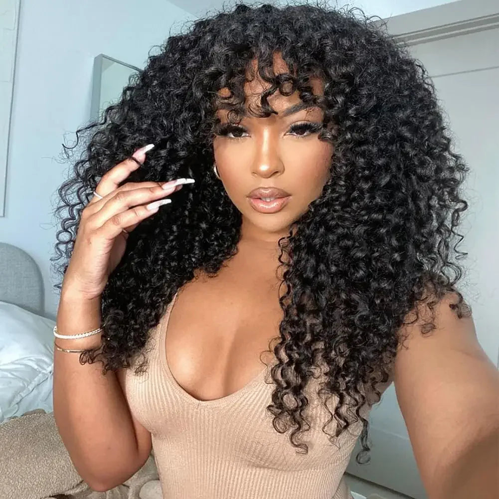 $189=2 Wigs | Ombre Blonde Highlight 5x5 Pre Cut Lace Wig + Curly Wig With Bangs Machine Made Flash Sale