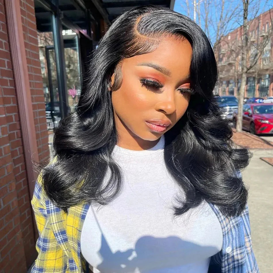 Zlike 250% Density Elegant Layered Cut Shoulder Length Loose Wavy Glueless Human Hair WIgs Full And Bouncy