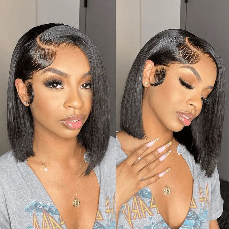 Short Bob Straight Wigs Undetectable HD Lace Frontal With Baby Hair 180% Density