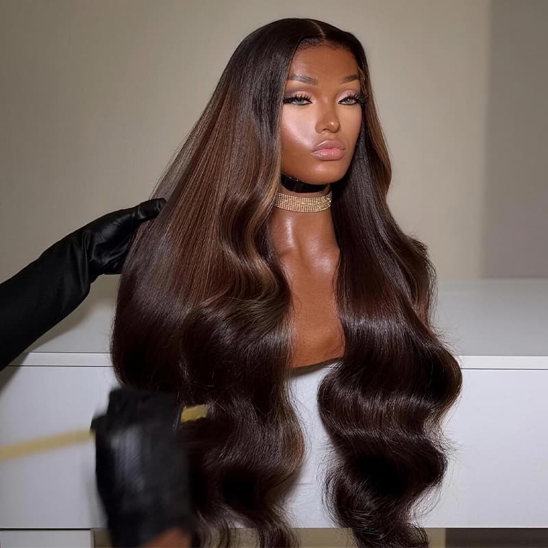 Zlike Vietnamese Brown Bone Straight 13x4 Lace Front Virgin Human Hair Wigs