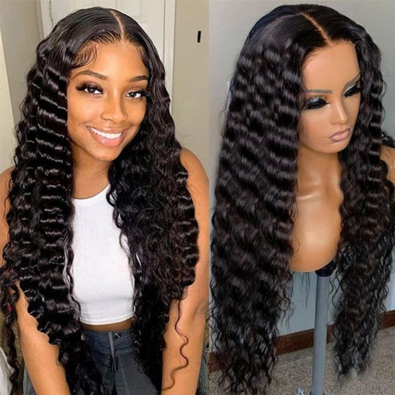 Loose Deep Wave 5x5 Transparent HD Lace Closure Wig Natural Black Human Hair Wig -Zlike