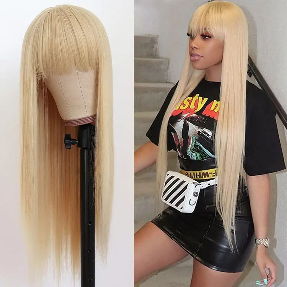 Ready To Go 613 Blonde Wig Body Wave 100% Virgin Human Hair Wigs With Bangs High Density