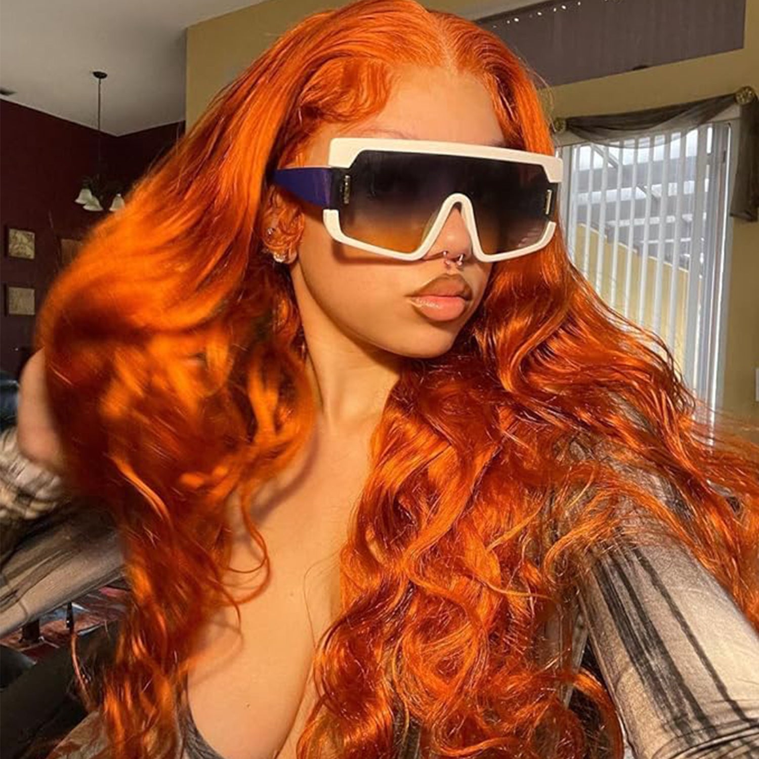 Body Wave Wig Ginger Orange Colored Lace Front Human Hair Wigs For Black Women