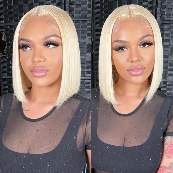 $189=2 Wigs | Bone Straight 13X4 Lace Frontal Wig Pre Plucked + 12Inch 613 Blonde Bob Wig 13X4 Lace Frontal Wig Human Hair Flash Sale