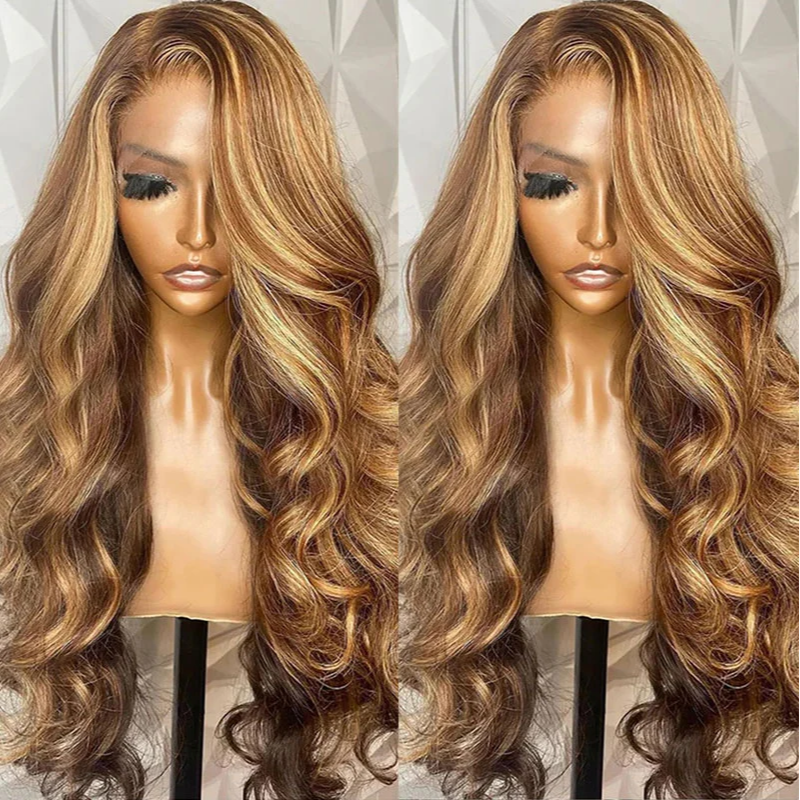 Body Wave Highlight P4/27 Lace Front Wig 100% Virgin Human Hair Wigs For Women