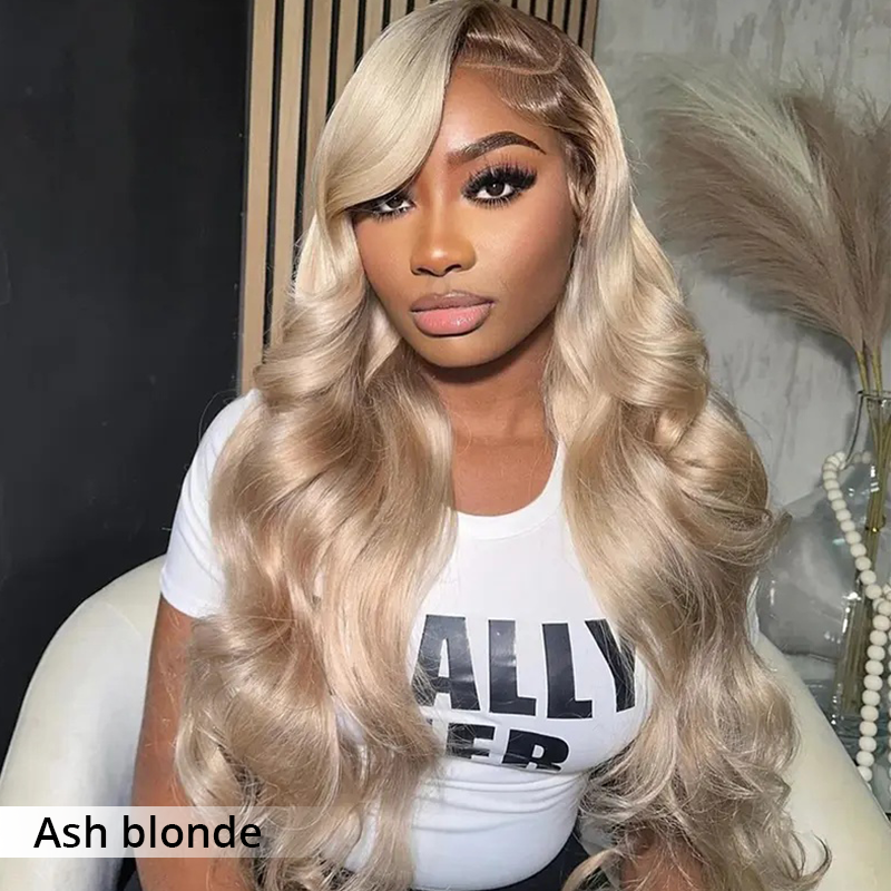 Zlike 13x4 Lace Straight Body Wave Blonde Ombre Wigs with Dark Roots Drawstring Glueless Wigs Pre-Cut Transparent Lace 100% Human Hair