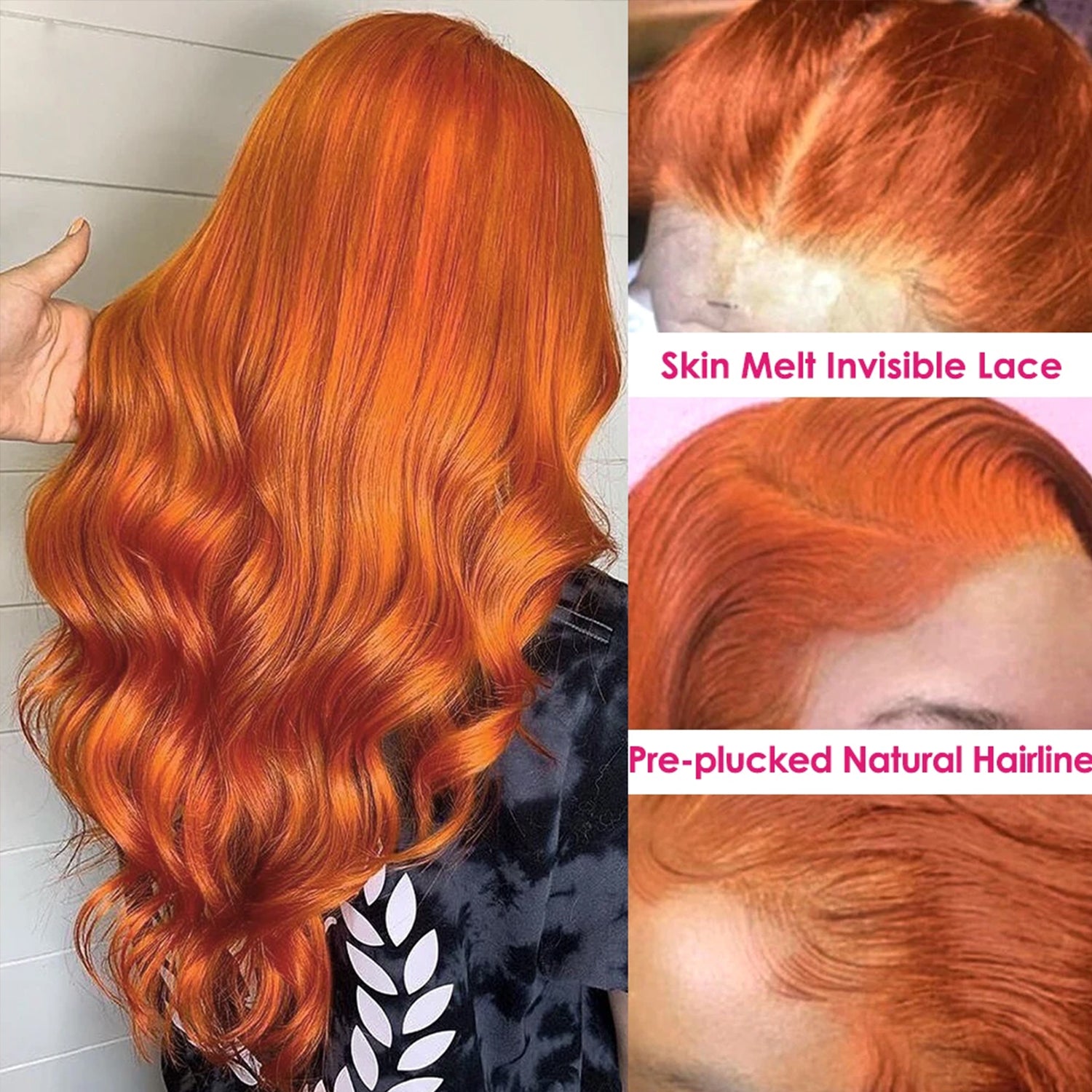 Body Wave Wig Ginger Orange Colored Lace Front Human Hair Wigs For Black Women