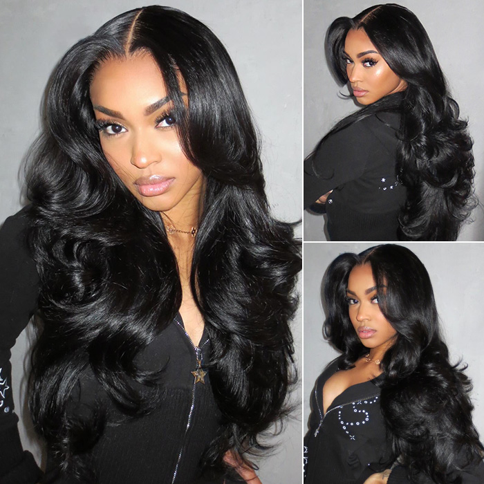 Zlike Butterfly Haircuts Layered Cut Loose Wave Wigs Pre-styled Human Hair Glueless Wigs With Drawstring