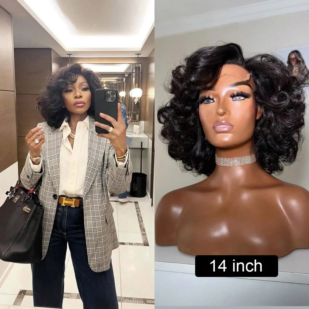 Zlike 300% Density Rose Wave Glueless Lace Wig Human Hair Ultra Full Bouncy Wigs