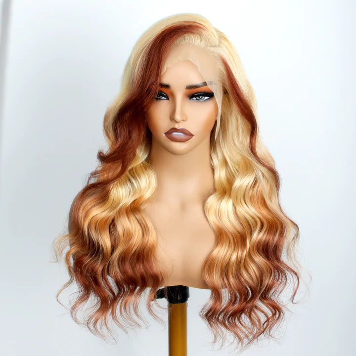 Zlike 613 Blonde Wig With Brown Highlight Body Wave Lace Front Wigs