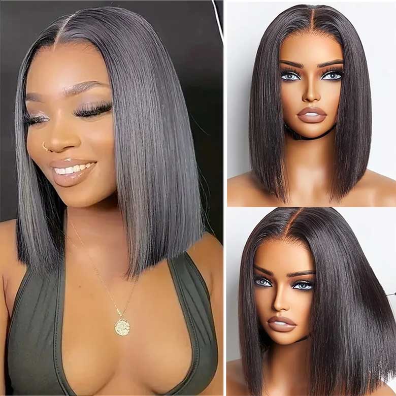 Straight Bob Wigs 180% Density Undetectable HD Lace Frontal Short Bob Wig Baby Hair