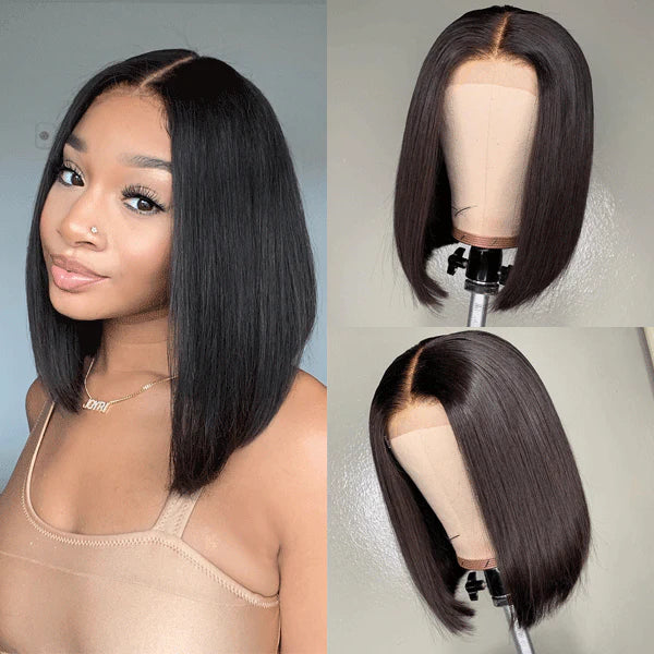 Glueless Invisible Lace Straight Short 4x4 Bob Human Hair Wigs | Flash Sale