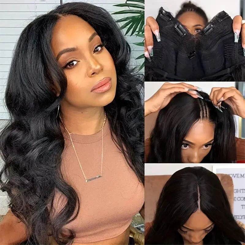 $129 = 2 Wigs | V Part Glueless Wear & Go Body Wave Wig + Glueless Wear & Go Straight Wig With Bangs