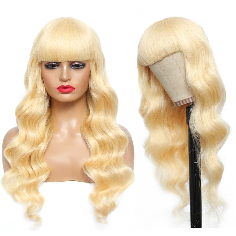 613 Blonde Wig With Bangs Natural Color Body Wave Human Hair Wigs For Women