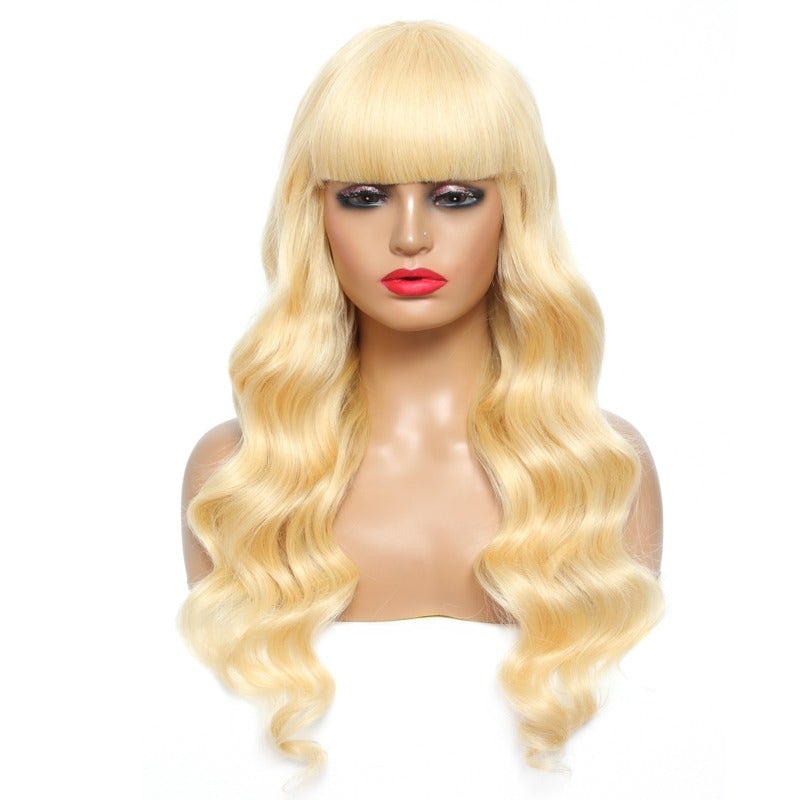 613 Blonde Wig With Bangs Natural Color Body Wave Human Hair Wigs For Women