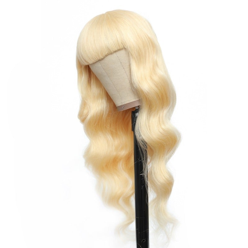 613 Blonde Wig With Bangs Natural Color Body Wave Human Hair Wigs For Women