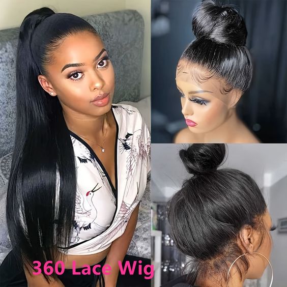 Invisi-Band Silky Straight 360 Transparent Lace Frontal Wigs Bleached Knots Pre Cut Human Hair Wigs