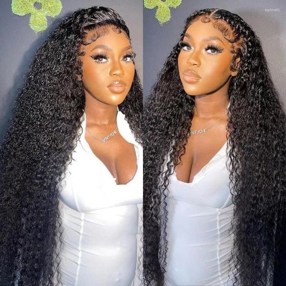 Pre Bleached Kinky Curly Transparent Lace Closure Wig Glueless 100% Human Hair Wigs High Density