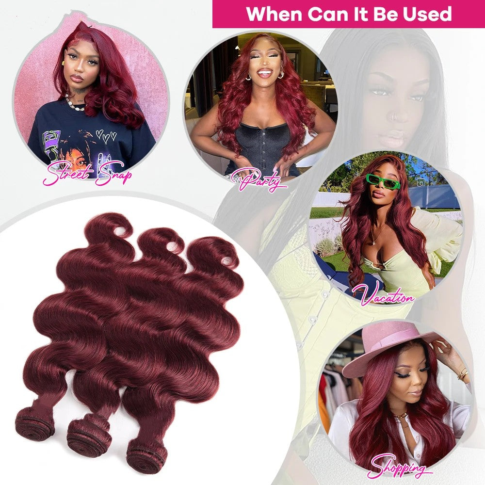 4Pcs 99J Body Wave Virgin Human Hair Weave Bundles-Zlike