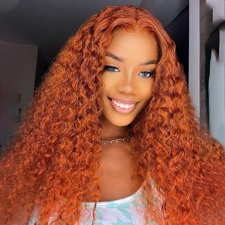 Pre Plucked Water Wave Lace Front Wig #350 Ginger Orange Colored Human Hair Wigs For Women