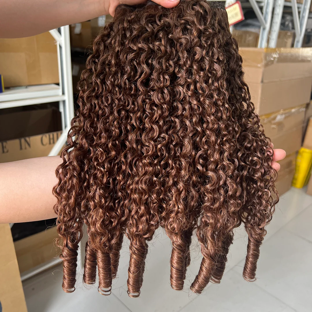 Zlike #4 Chocolate Brown 13x4 Lace Front Burmese Curly 100% Human Hair Wigs With Pre Plucked Hairline & Bleached Knots