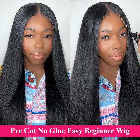 [BOGO] 9x6 Pre Cut Glueless Straight Lace Closure Wig Pre Bleached Human Hair Wigs