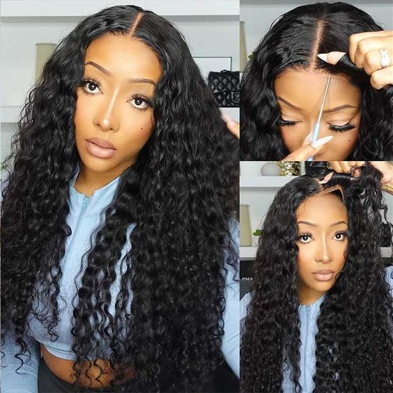 24Inch 5x5 HD Swiss Lace Wear Go Glueless Water Wave Human Hair Wigs | Flash Sale