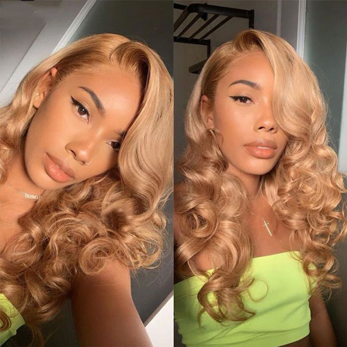 Clearance Sale | #27 Honey Blonde Body Wave Wigs Transparent Lace Front Virgin Human Hair Wigs
