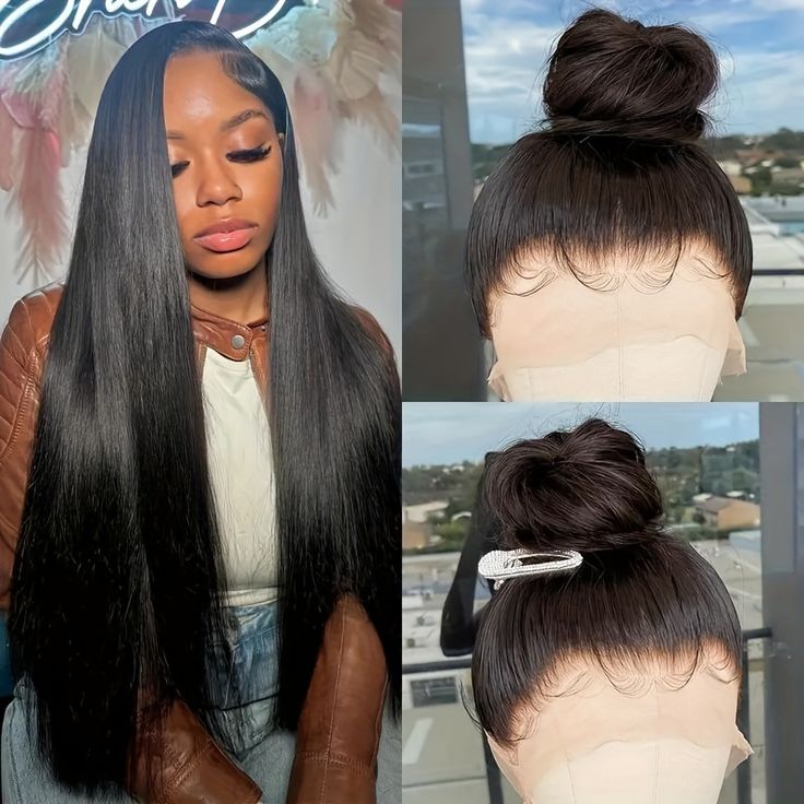 Glueless Pre Cut Straight 360 Lace Frontal Wig Invisi-Band Human Hair Wigs Natural Hairline