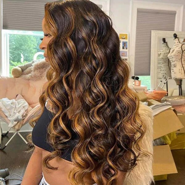 Clearance Sale | 1B/30 Highlight Body Wave Transparent Lace Front Wigs 100% Human Hair Wigs