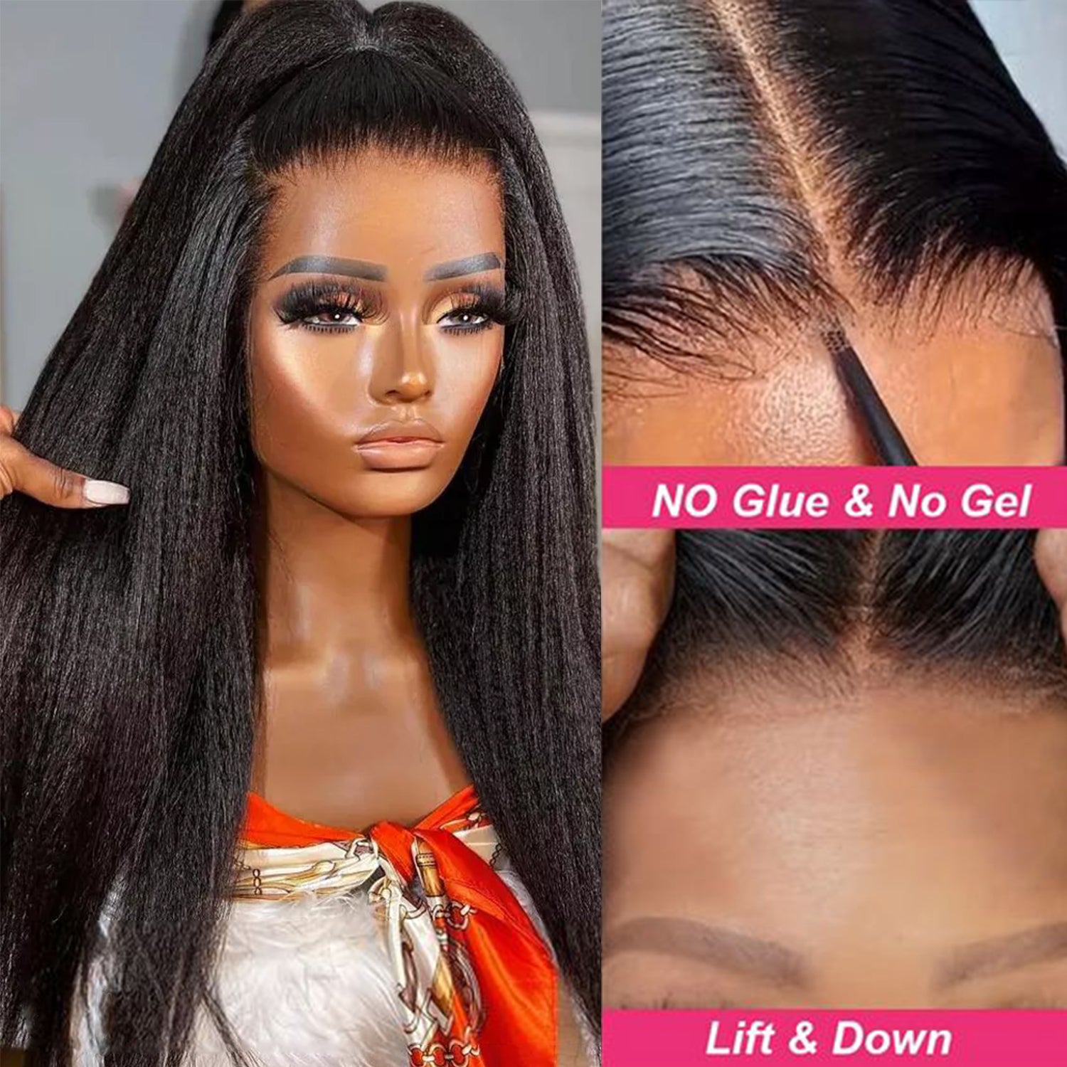 Flash Sale | Wear Go Pre Cut Yaki Straight Glueless Human Hair Lace Closure Wigs With Baby Hair