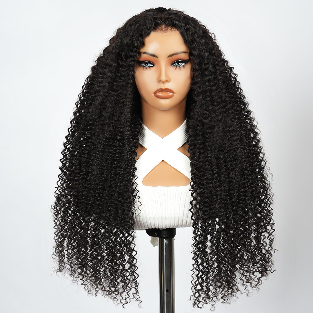 300% Density Deep Curly Transparent Lace Front Wigs Thick Fluffy Virgin Human Hair Wigs