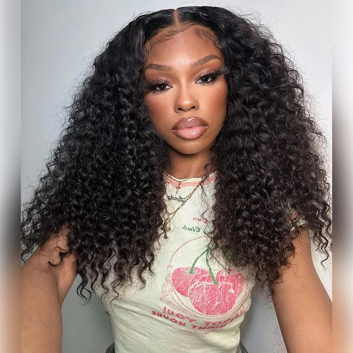 Zlike Deep Wave Transparent Lace Front Wigs 100% Human Hair Wigs Pre Plucked Hairline