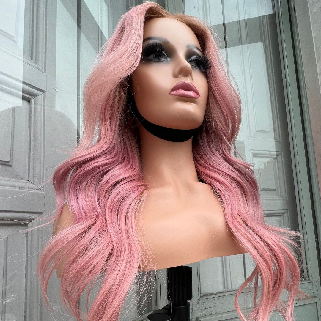 Zlike Hair 13x4 Fairy Pink Color Hair Transparent Lace Front Human Hair Wigs