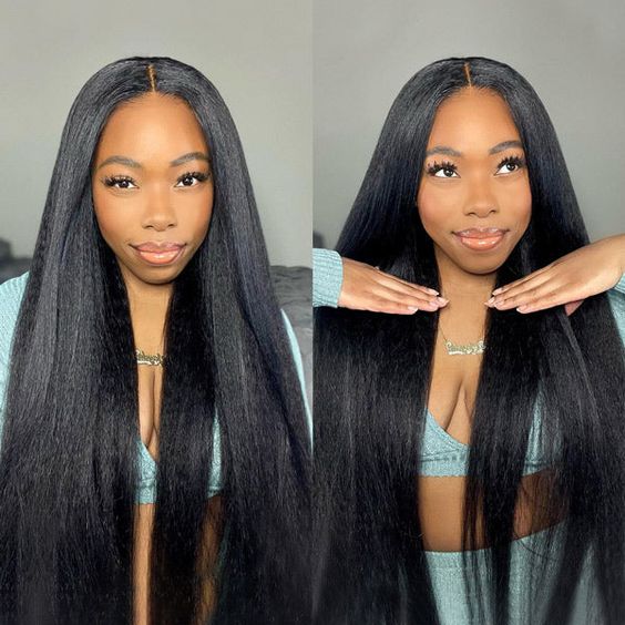 Yaki Straight Nautral Black 13x4 Lace Frontal Human Hair Wigs With Baby Hair | Flash Sale